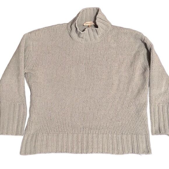 Philosophy Gray Mock Neck Sweater Super Soft Knit Ribbed Pullover Size Large - Picture 1 of 6